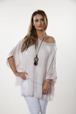 Layered, Linen, Floaty, Top, Casual, Necklace