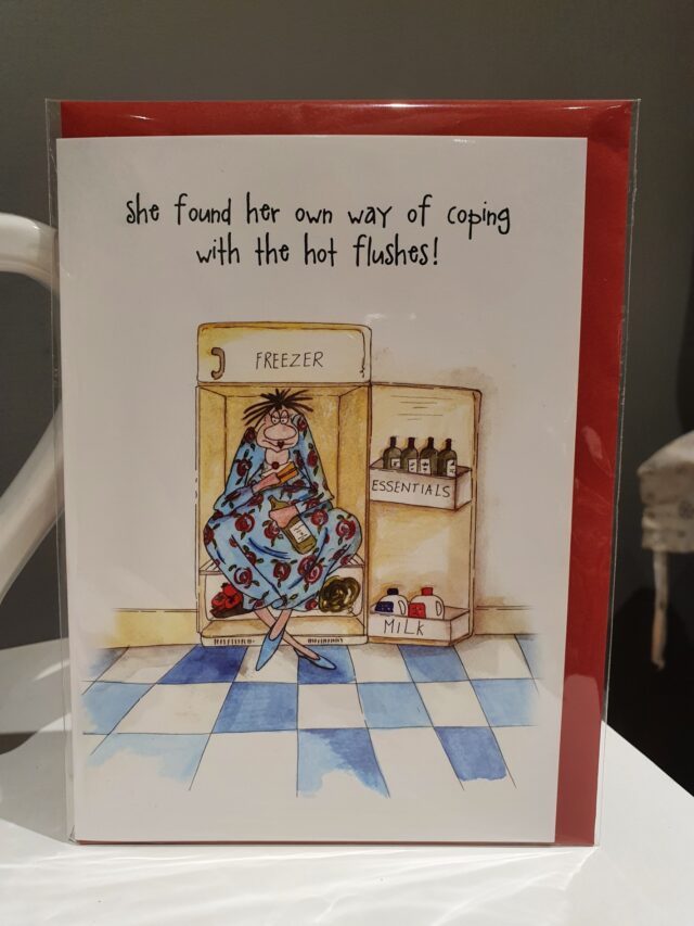 hot flushes freezer greetings card funny humour