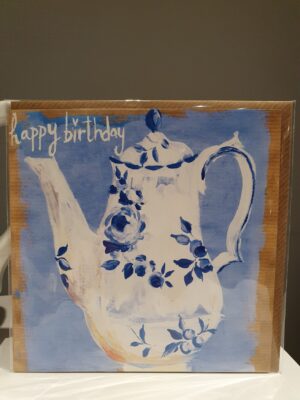 Blue Teapot Happy Birthday Card