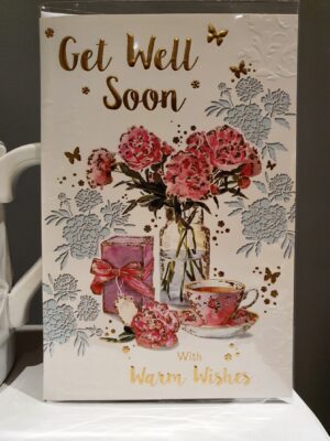 Get well soon pink floral greetings card