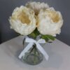 silk peonies in a jam jar