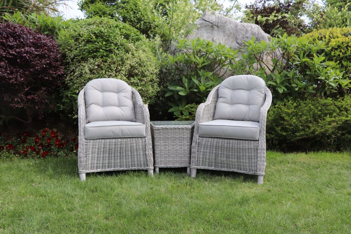 Double Armchair grey rattan furniture set.
