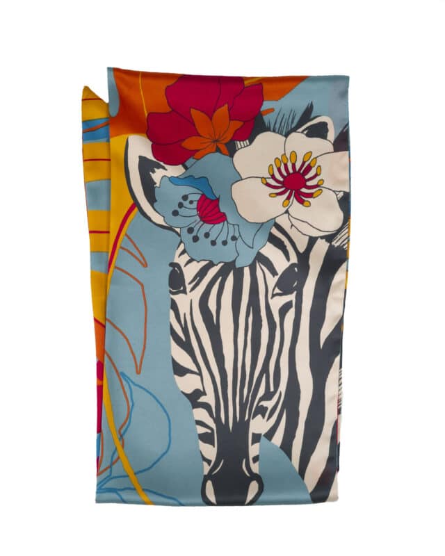 powder scarf floral zebra print neck tie