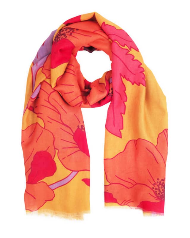 powder scarf summer poppy print