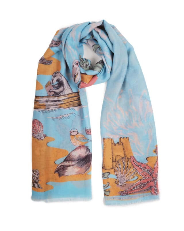 powder summer at the seaside print scarf