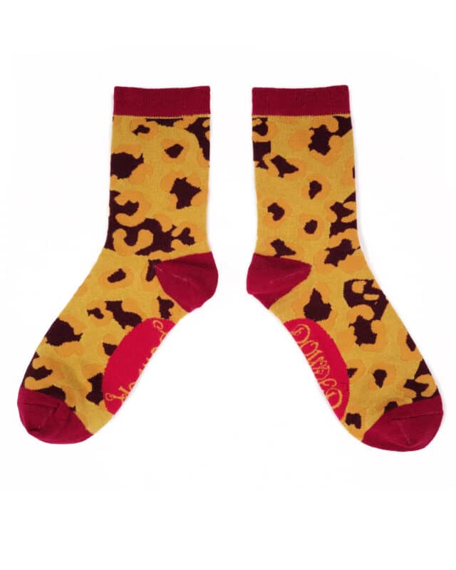 Powder Leopard Print Ankle Socks | My Flair Lady