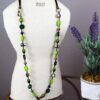 One Button Shades of Green Beaded Long Necklace