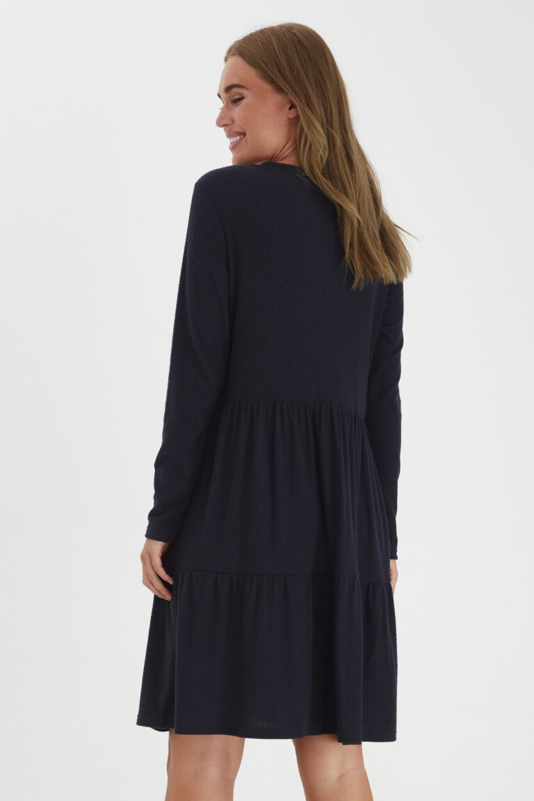 'BYOUNG' Navy Ribbed Long Sleeve Dress | My Flair Lady Gifts