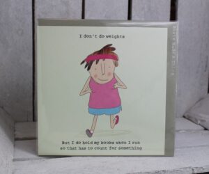 rosie made a thing running boobs greetings card