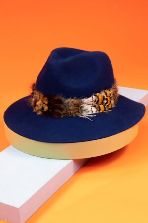 powder hat wool fedora feathers