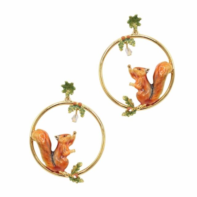 red squirrel hoop earrings