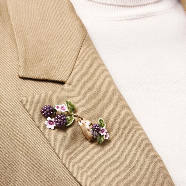 blackberry and mouse statement brooch