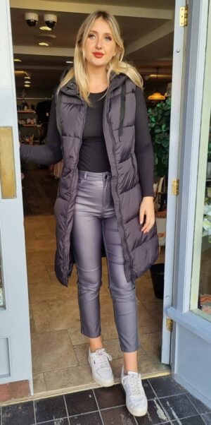 black long hooded gilet