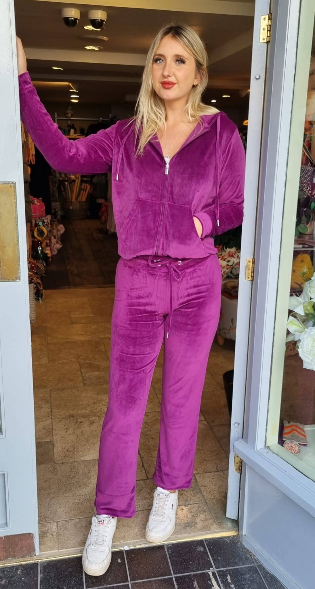 B.young Purple Velour Tracksuit