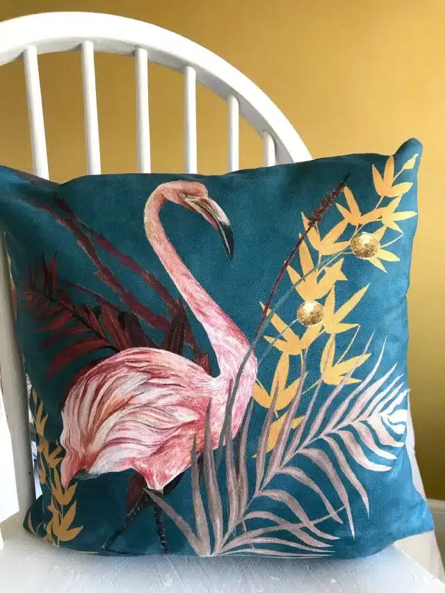 vegan friendly cushion flamingo